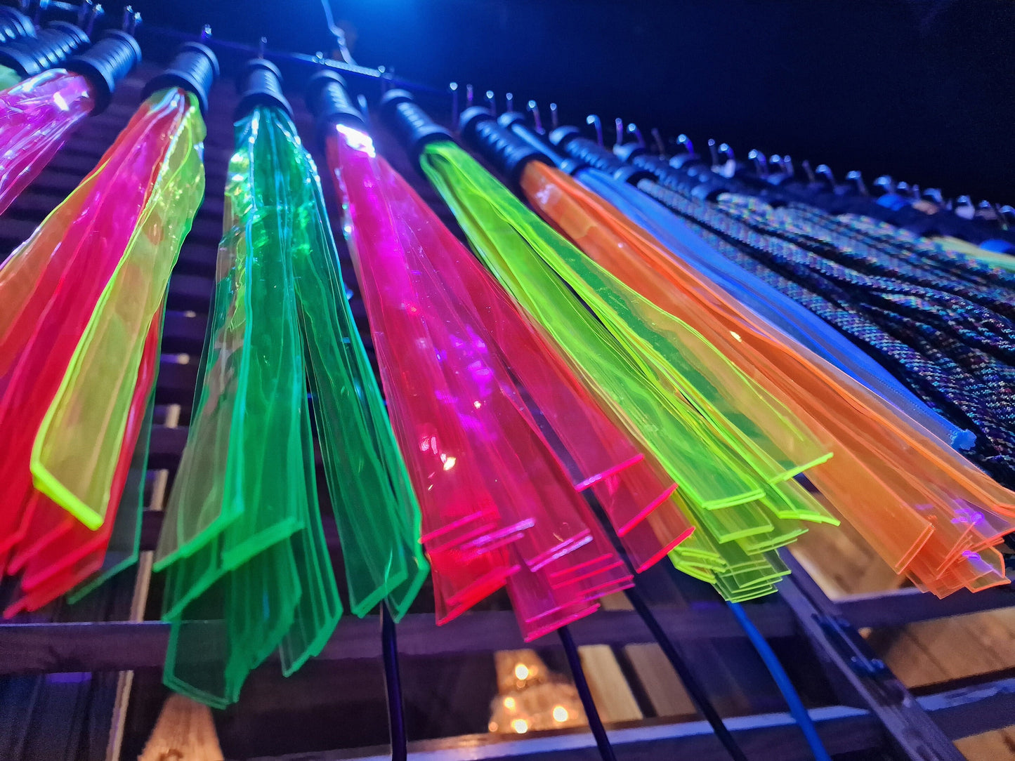 Translucent UV neon flogger, vibrant bright colour, mature BDSM gear, UK seller