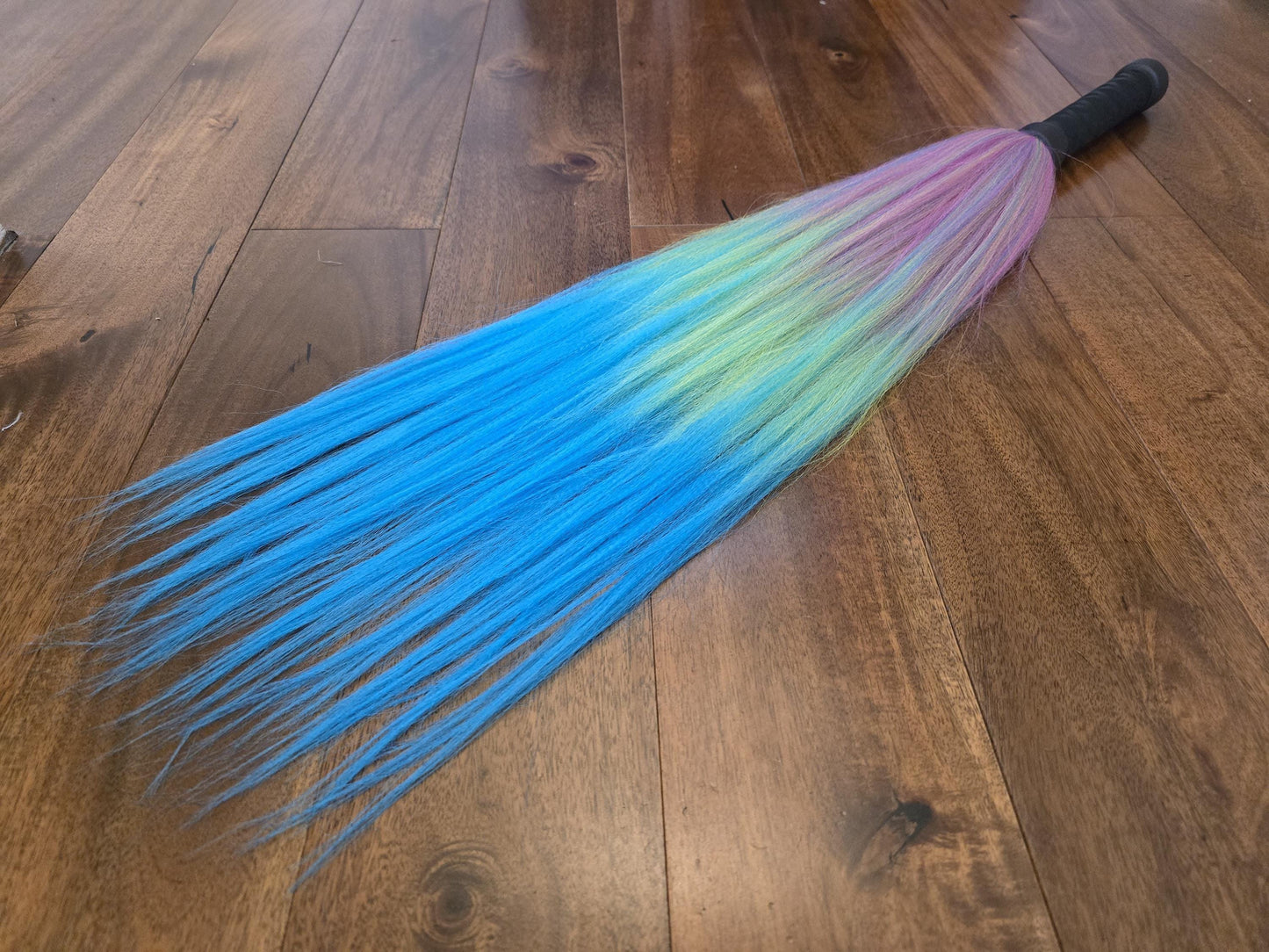 Long Synthetic Hair Flogger – Colourful, Handmade UK