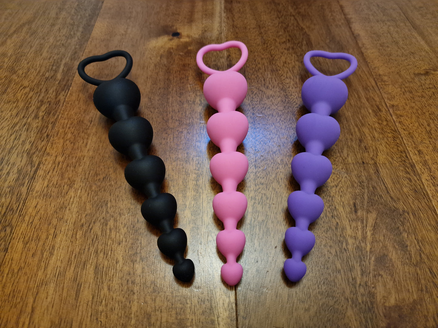 Silicone Heart Anal Beads – 6-Step Graduated Design, UK Seller