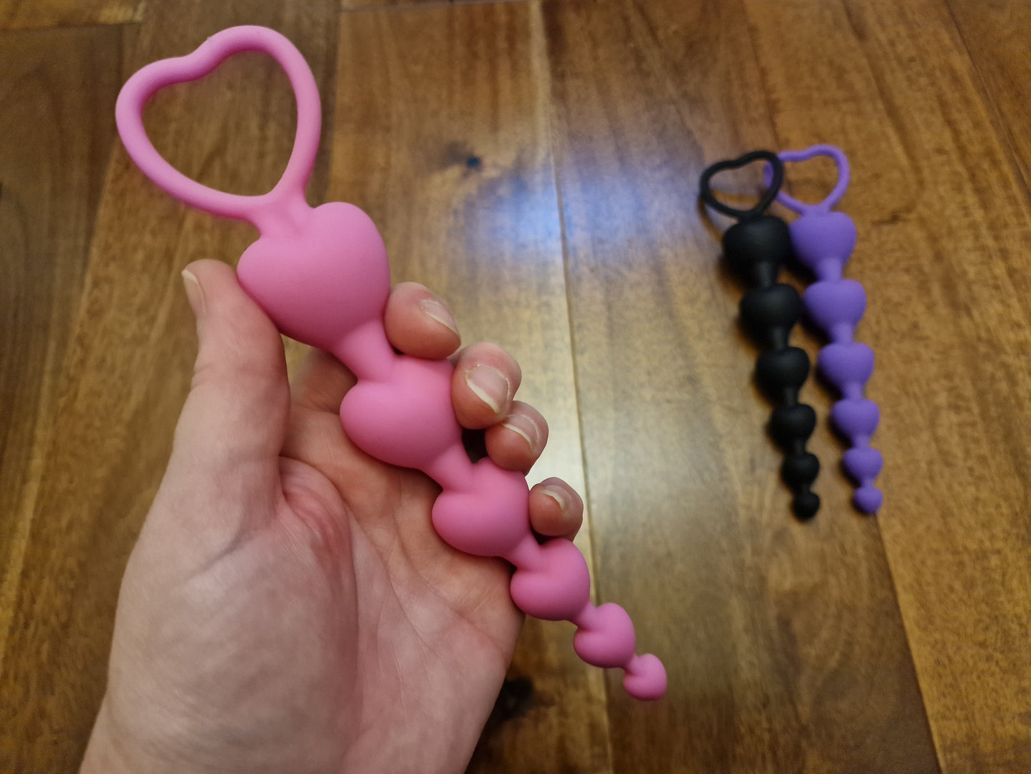 Silicone Heart Anal Beads – 6-Step Graduated Design, UK Seller