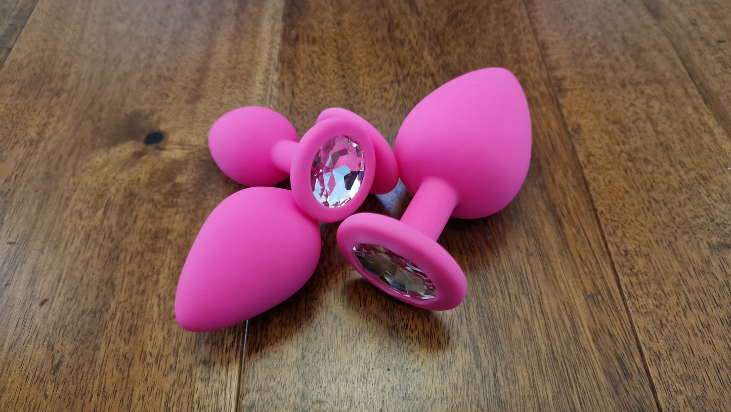 Silicone Plug with Jewel – 3 Sizes, 4 Colours, UK Seller for Glamorous Style