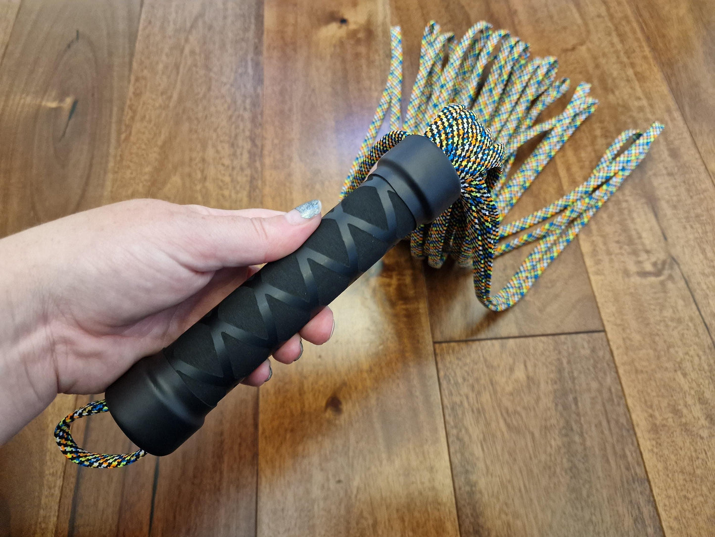 UV Blacklight Reactive Flogger – Looped Design, Impact Play, Handmade UK, Vegan