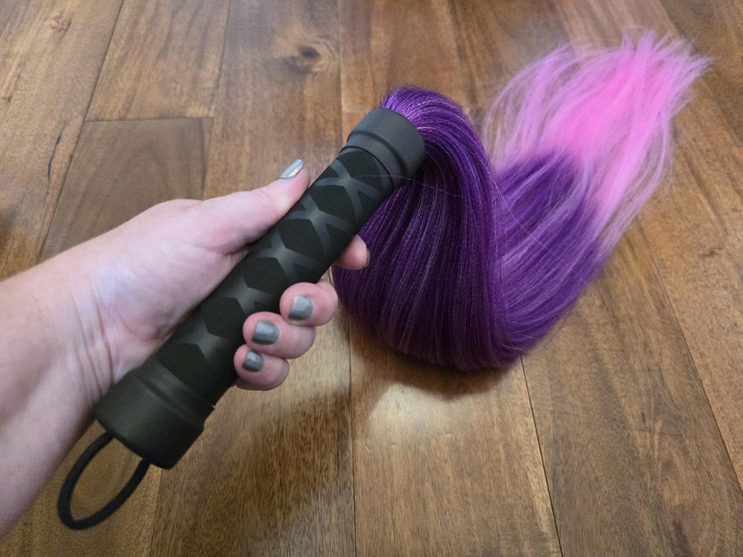 Long Synthetic Hair Flogger – Colourful, Handmade UK