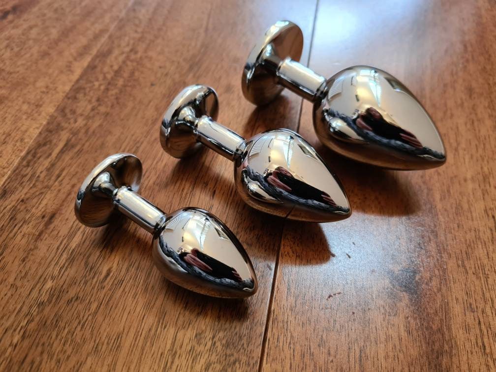 Stainless Steel Butt Plug with Acrylic Crystal Gem