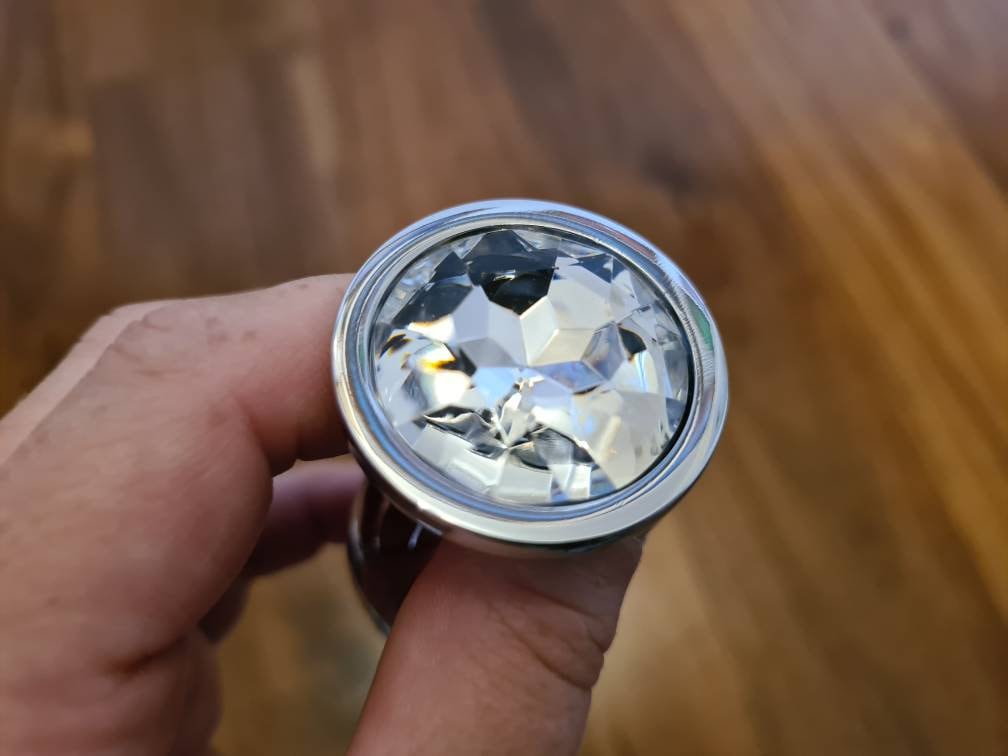 Stainless Steel Butt Plug with Acrylic Crystal Gem
