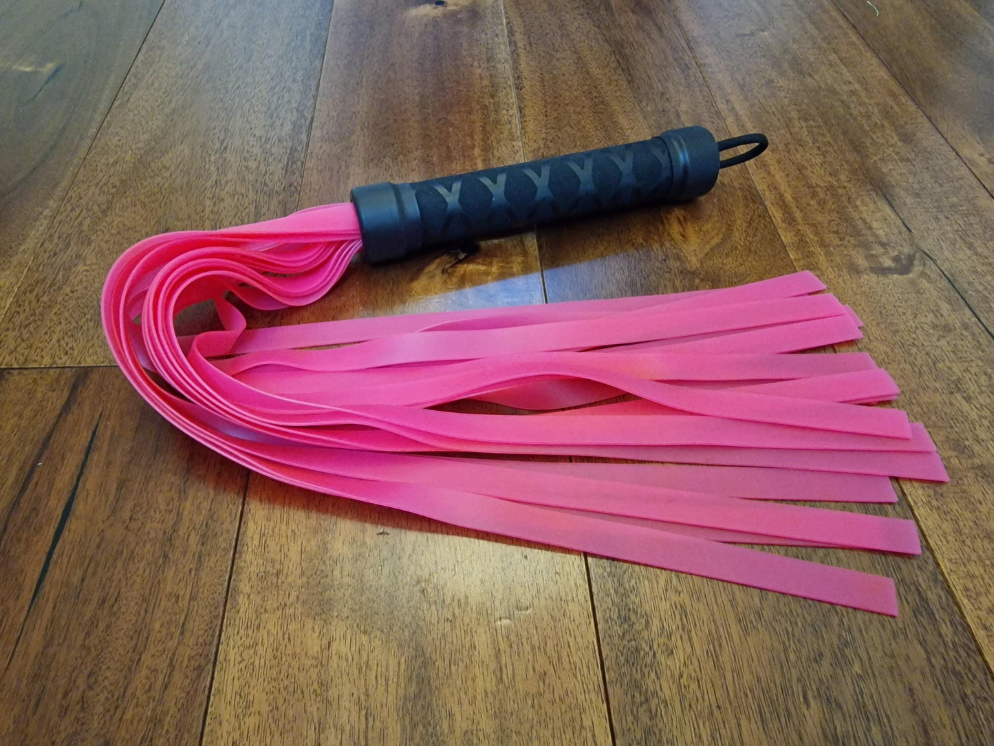 Blacklight Reactive Rubber Flogger – Neon Colours, Handmade UK