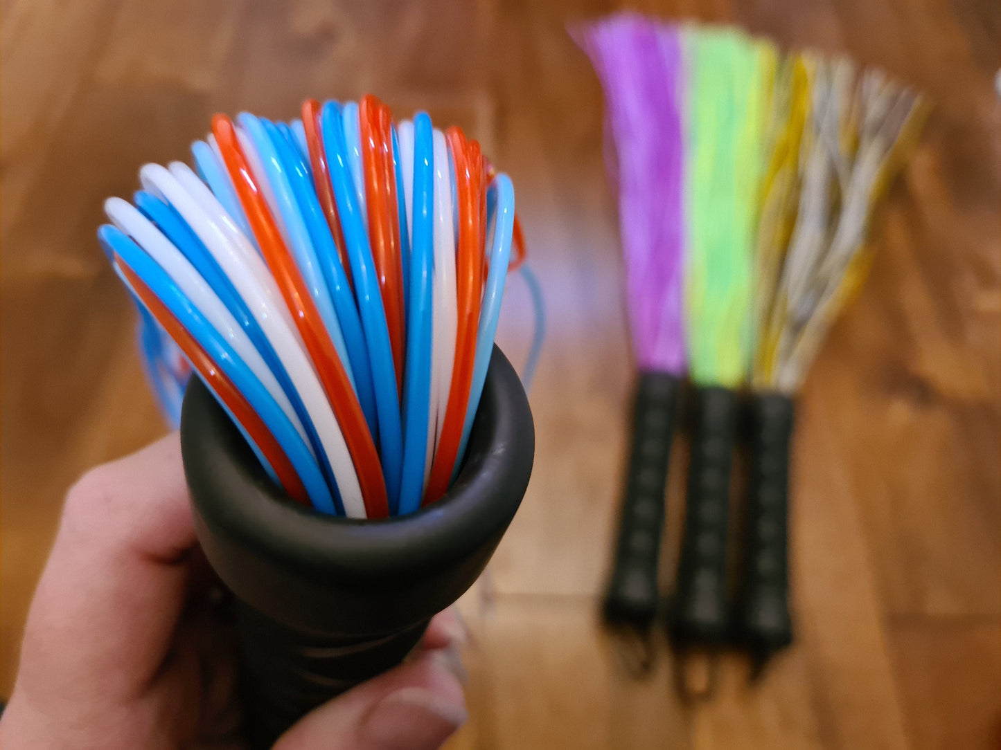 Colour Mix PVC Flogger – Lightweight, Mature BDSM Gear, Handmade UK