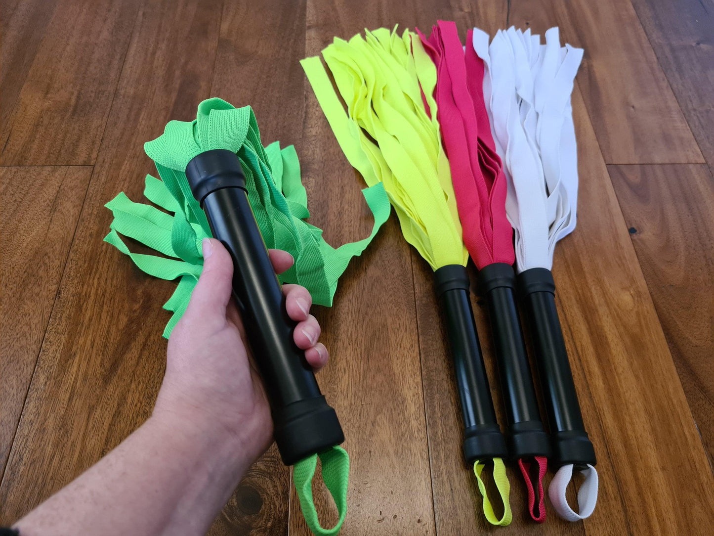 UV Blacklight Reactive Flogger - Handmade Neon Ribbon Design