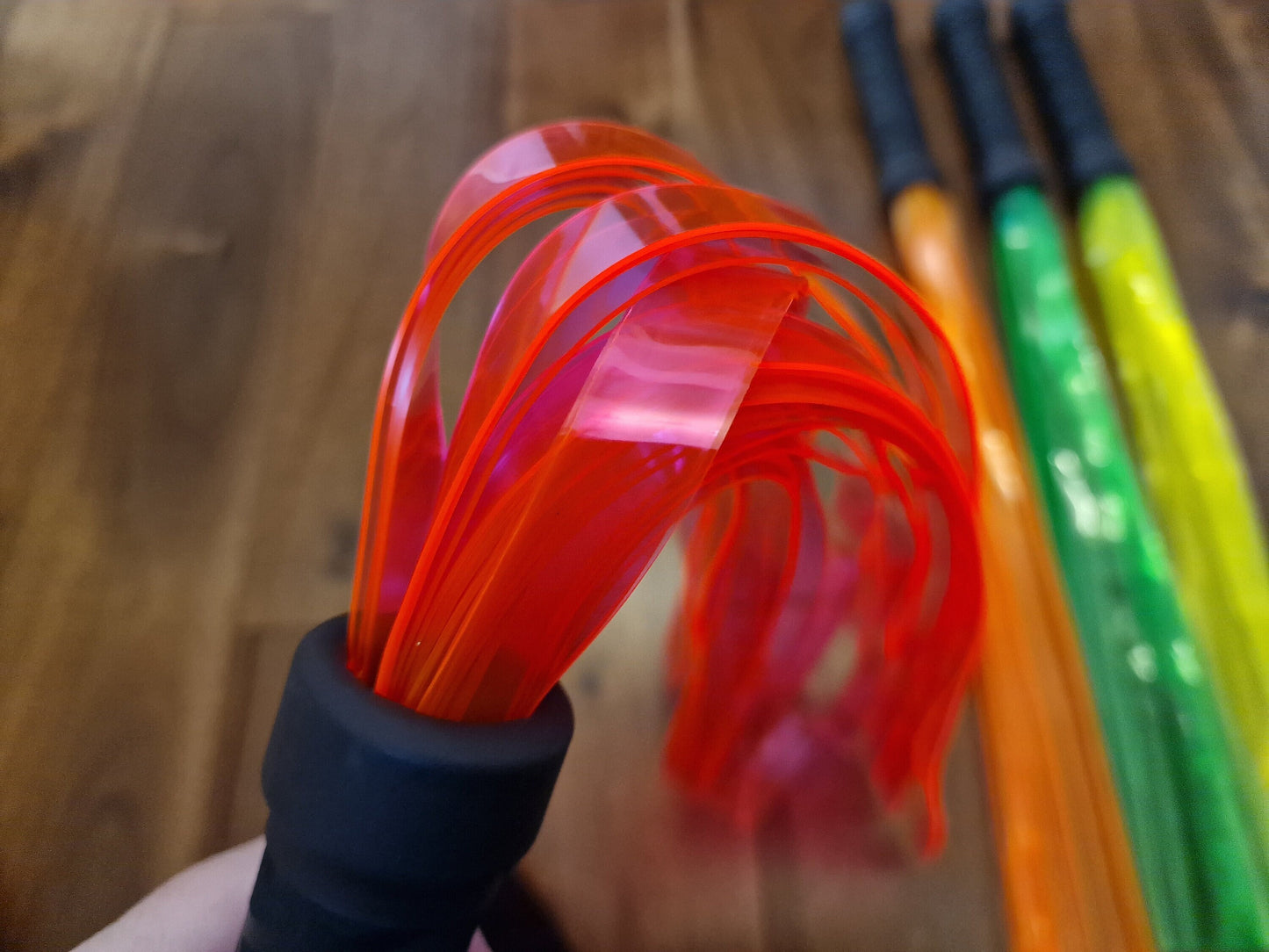 Translucent UV neon flogger, vibrant bright colour, mature BDSM gear, UK seller