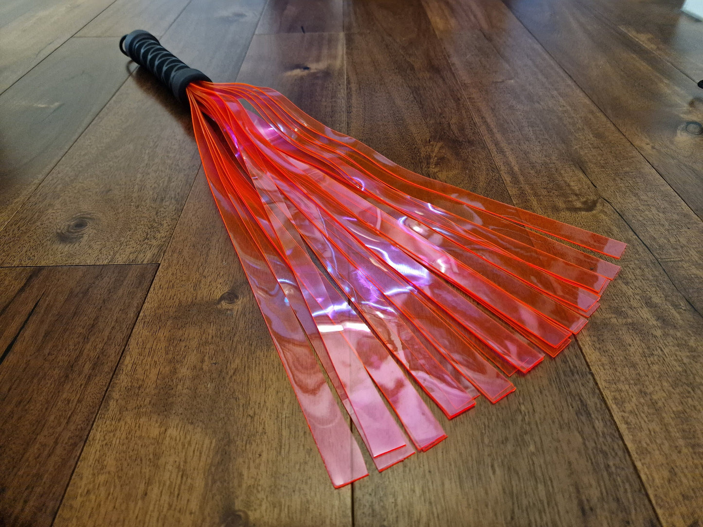 Translucent UV neon flogger, vibrant bright colour, mature BDSM gear, UK seller