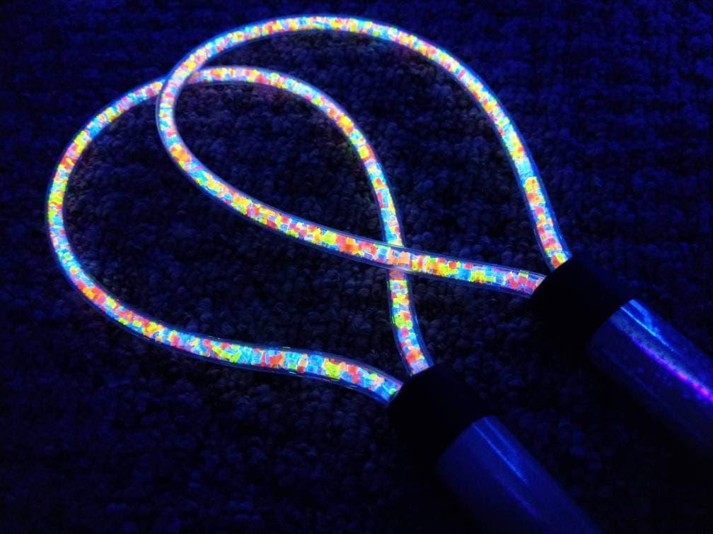 UV Reactive Acrylic Loop Paddle - Rainbow Glow, Handmade in the UK