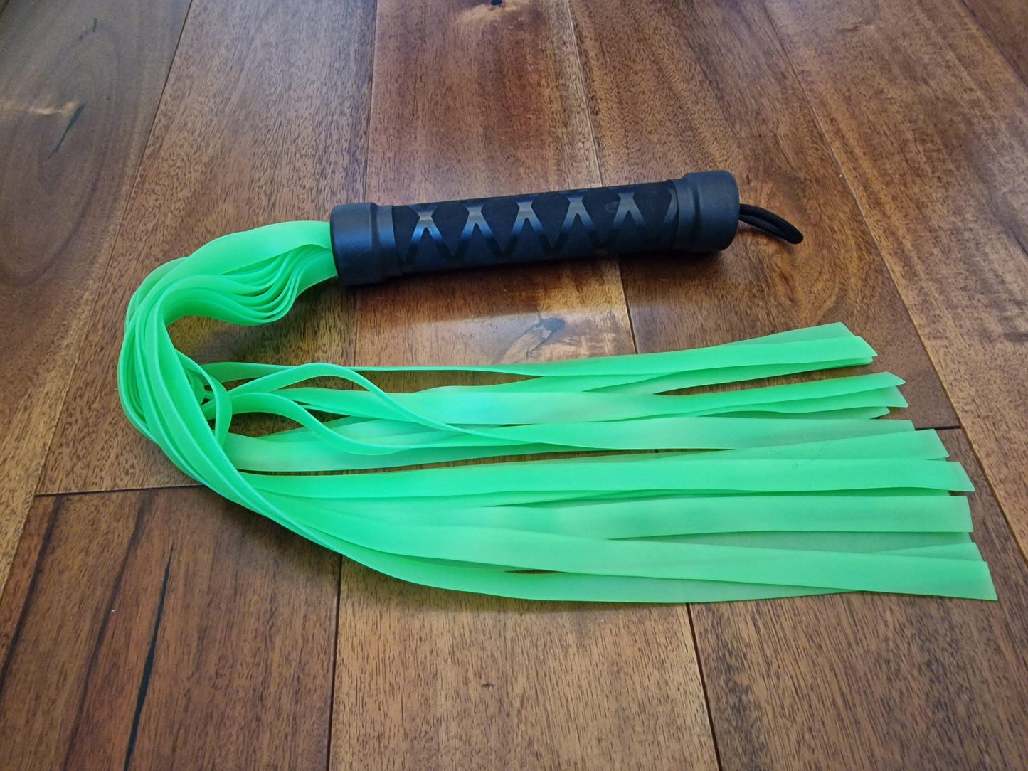 Blacklight Reactive Rubber Flogger – Neon Colours, Handmade UK
