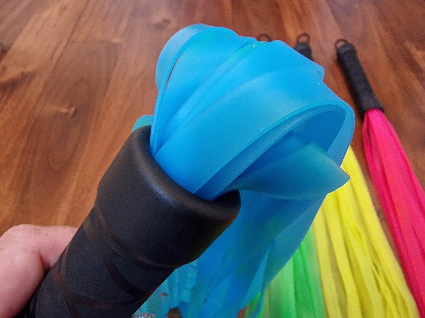 Blacklight Reactive Rubber Flogger – Neon Colours, Handmade UK