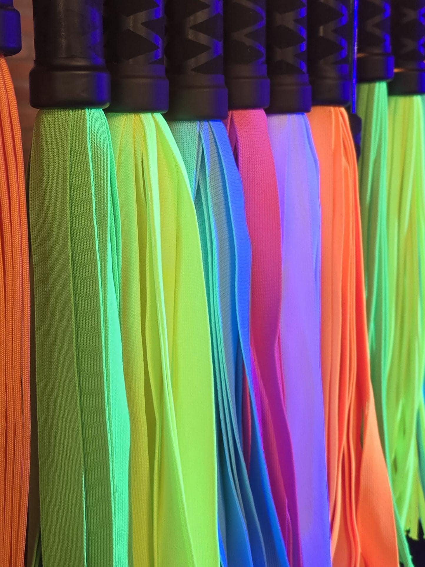 UV Blacklight Reactive Flogger - Handmade Neon Ribbon Design