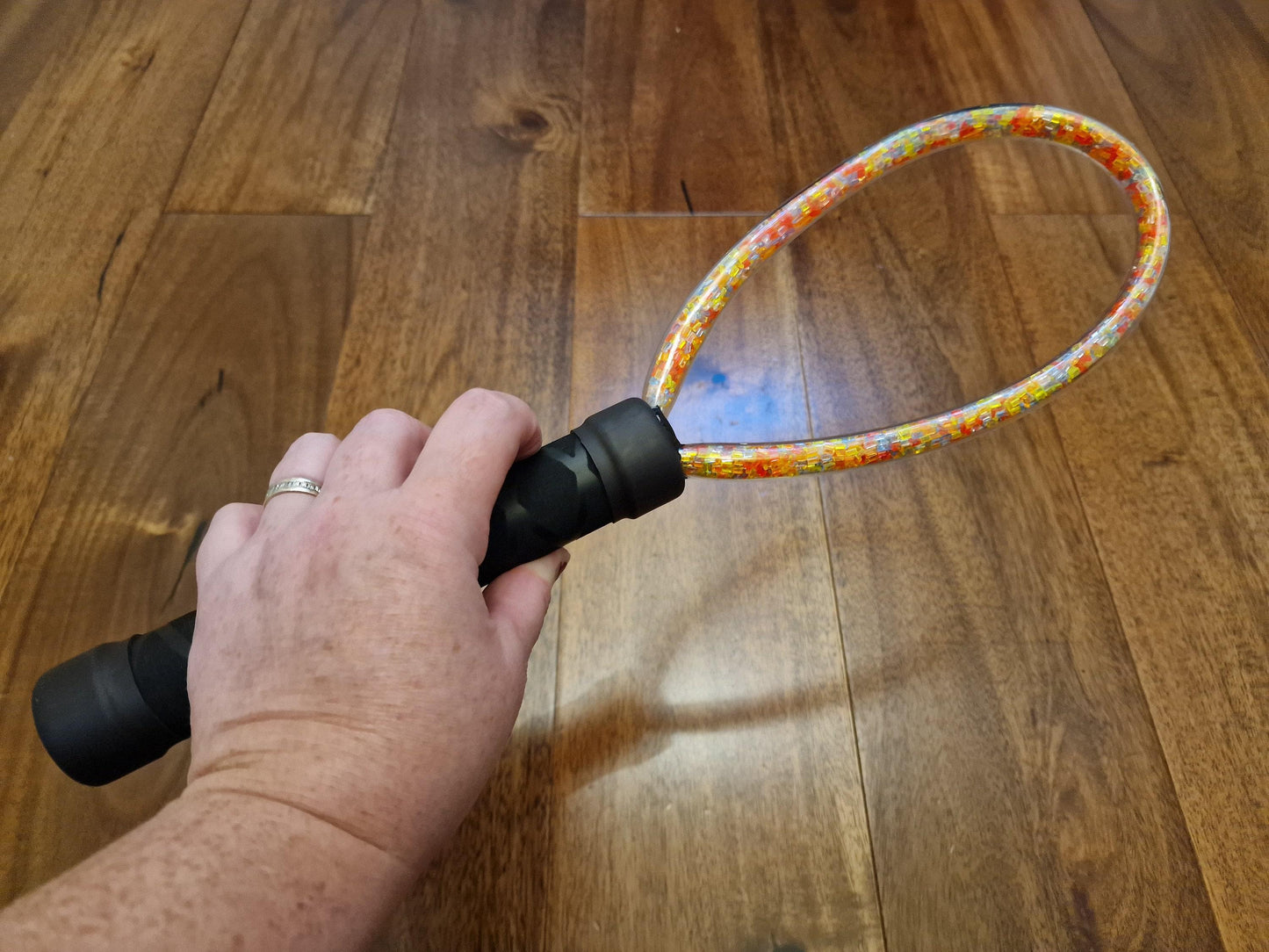 UV Reactive Acrylic Loop Paddle - Rainbow Glow, Handmade in the UK